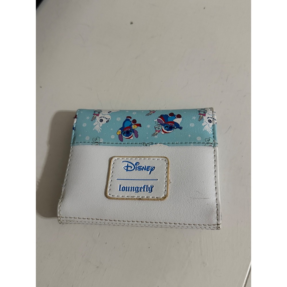 Disney Loungefly Stitch Scrump Holiday Christmas Trifold Wallet Blue White